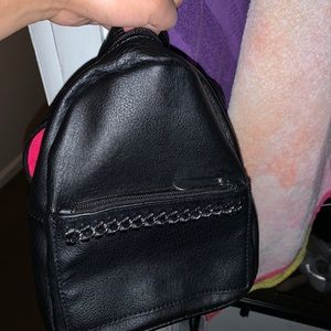 Black leather bag.